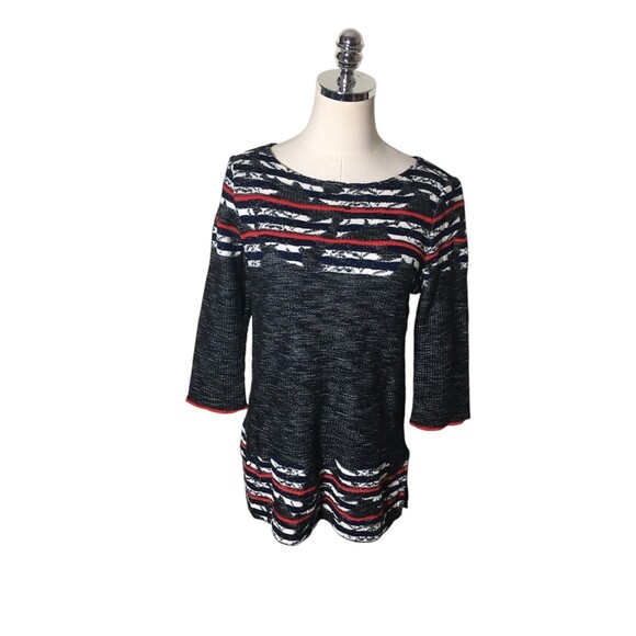 St John Sweater Women's Size Large Black Multicolor Long Sleeve Wool Blend - Picture 1 of 6